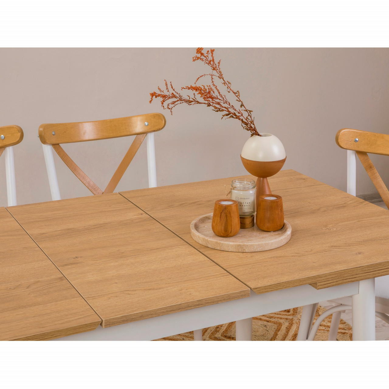Poze Set masa extensibila si scaune (5 piese) OLİVER AÇL.KARİNA - WHİTE