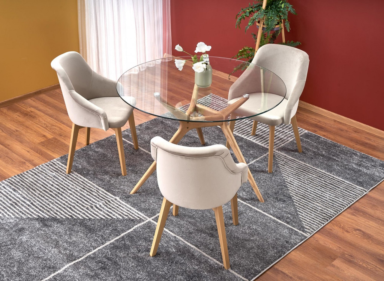 Poze Set masa rotunda Ashmore ø120 cm + 3 scaune Toledo 2 bej/stejar miere