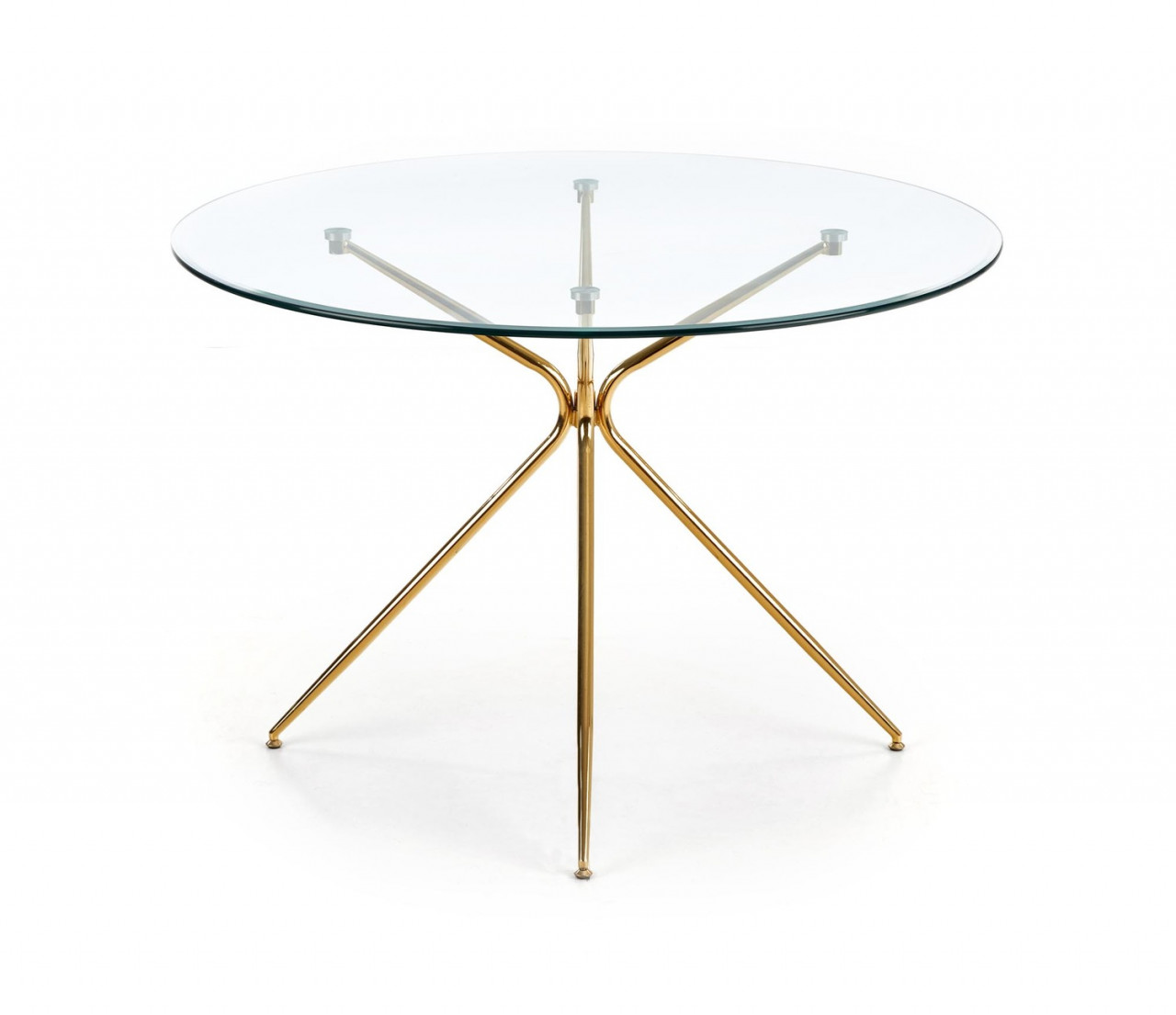 Poze Set masa rotunda din sticla Rondo diametru 110 cm, inaltime 74 cm + 2 scaune din catifea K381 velvet roz/auriu inaltime 88 cm