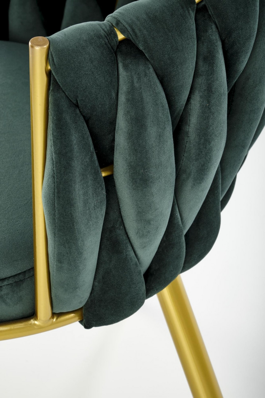 Poze Set masa rotunda Raymond 2 marmura neagra + 2 scaune K517 verde/auriu