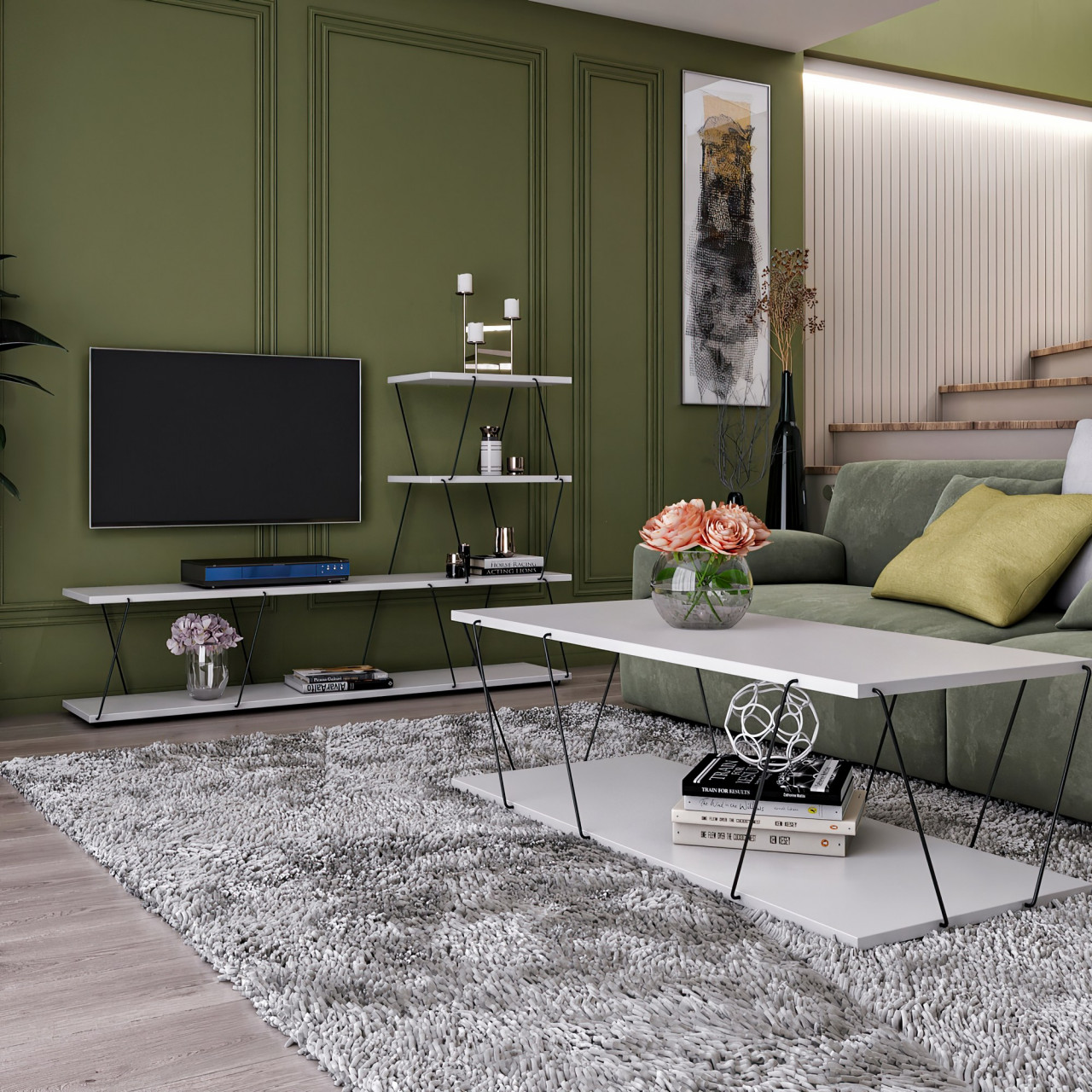 Poze Set mobilier living Başak alb