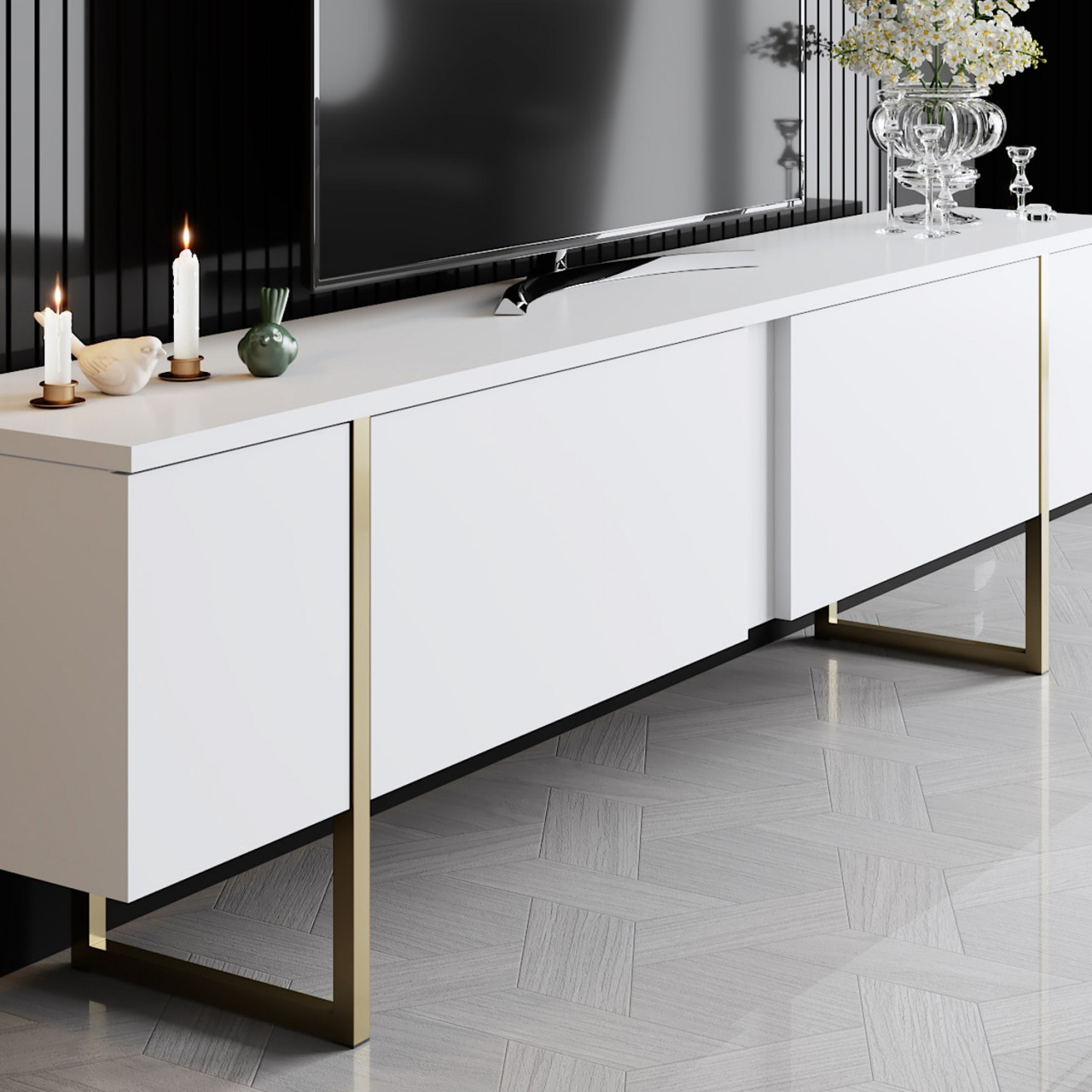 Poze Set mobilier living Luxe alb/auriu