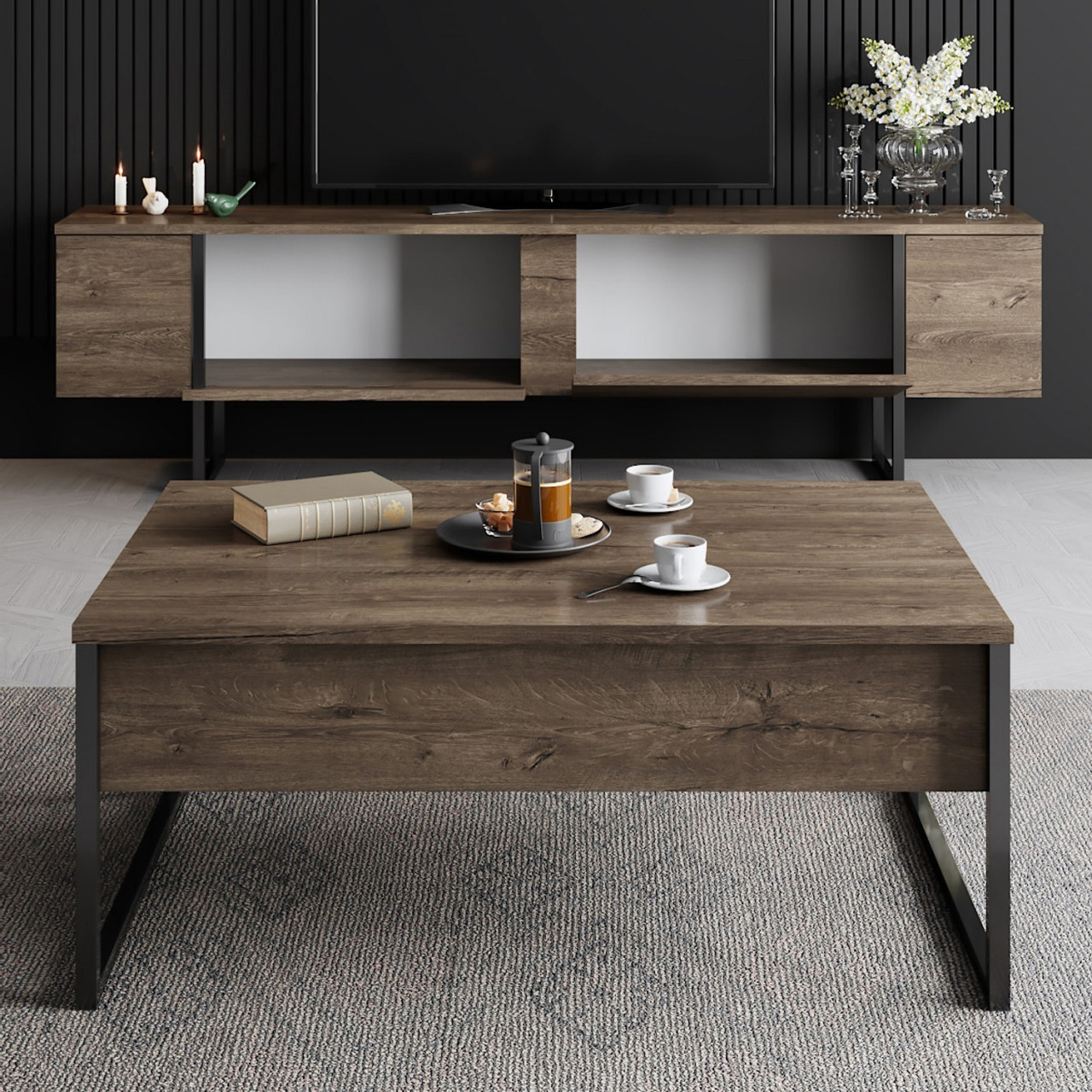 Poze Set mobilier living Luxe nuc / negru