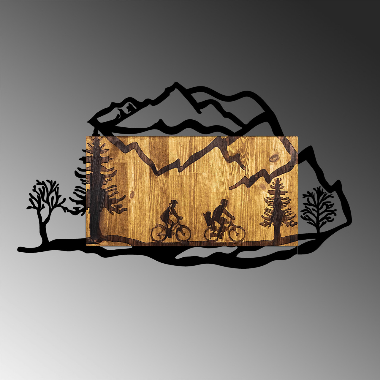 Poze Accesoriu decorativ de perete din lemn Bicycle riding in nature 2