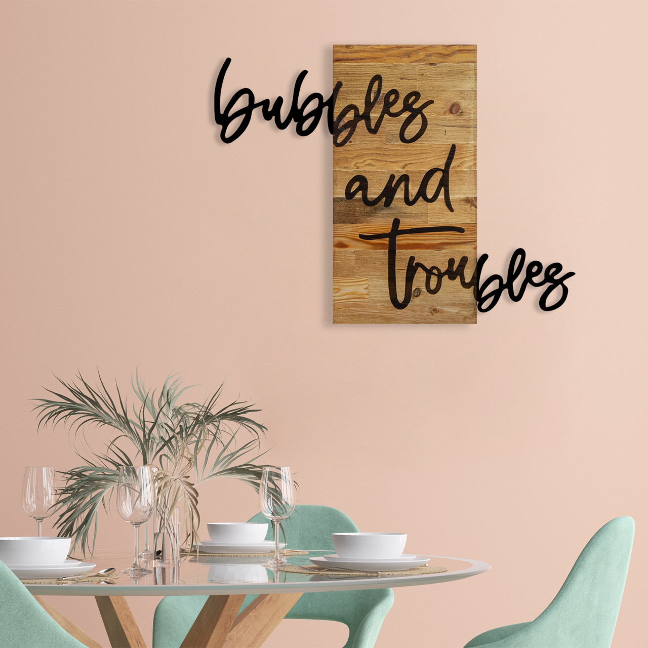 Poze Accesoriu decorativ de perete din lemn Bubbles and troubles 1
