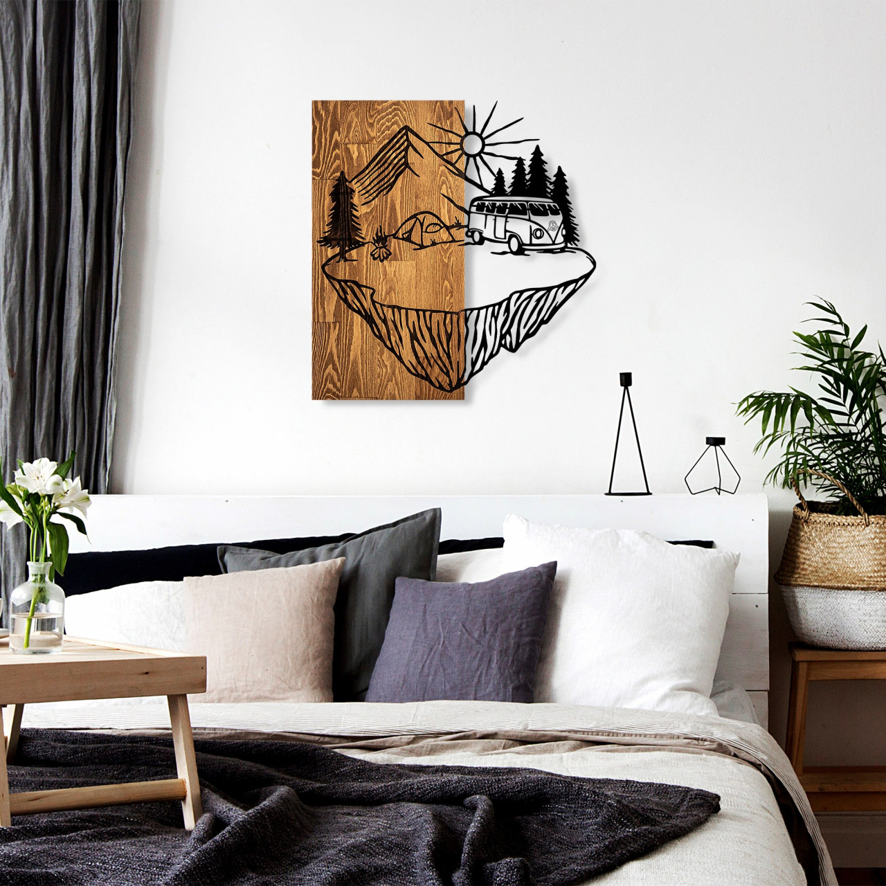 Poze Accesoriu decorativ de perete din lemn Camp life
