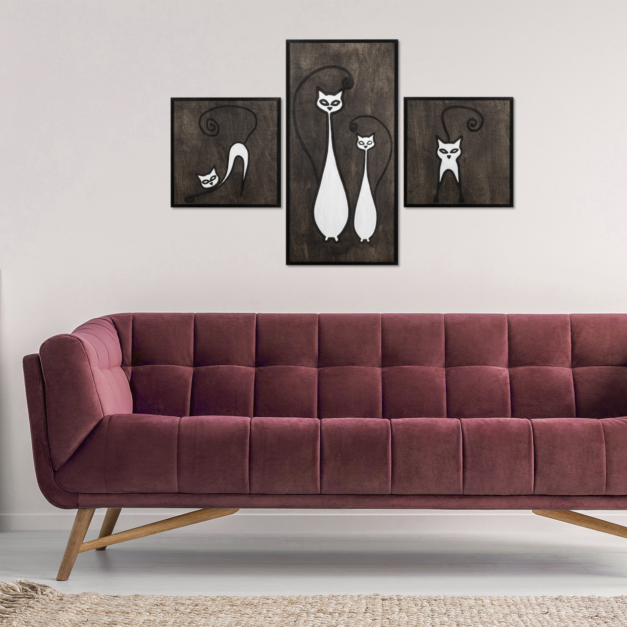 Poze Accesoriu decorativ de perete din lemn Cat family set