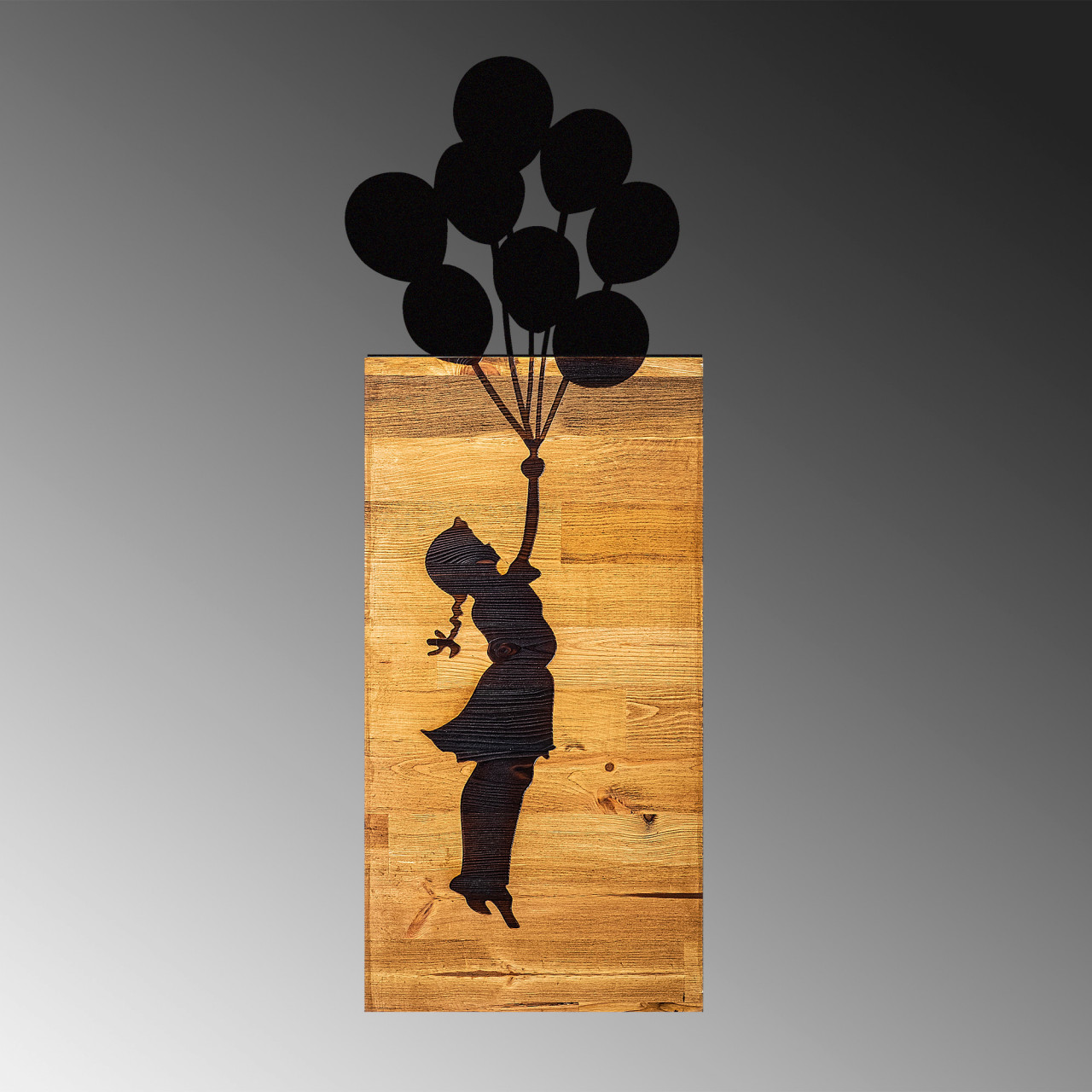 Poze Accesoriu decorativ de perete din lemn Chıld And Balloons
