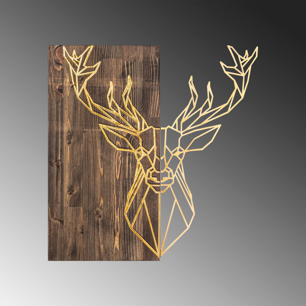 Poze Accesoriu decorativ de perete din lemn Deer1 auriu