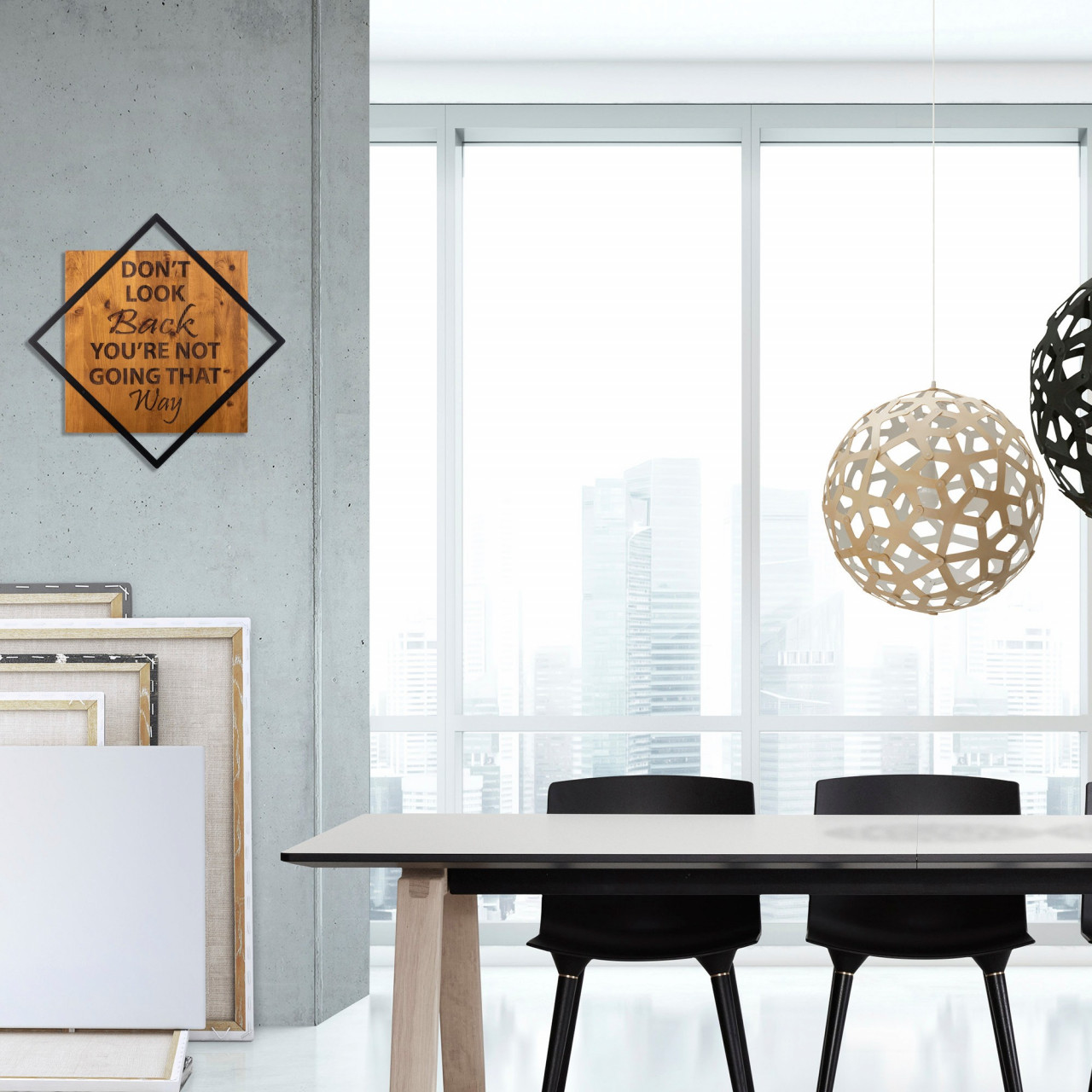 Poze Accesoriu decorativ de perete din lemn Don't look back