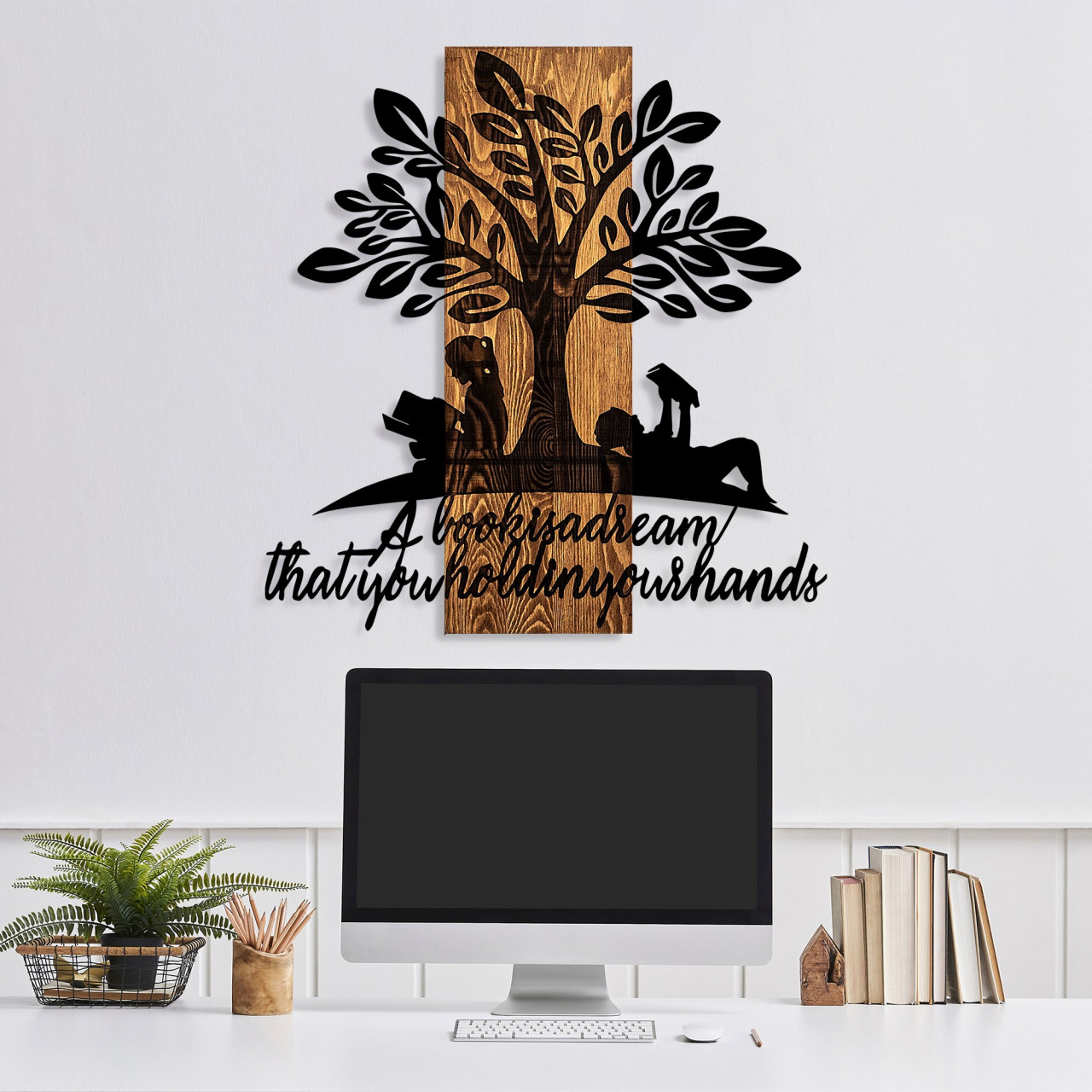 Poze Accesoriu decorativ de perete din lemn Dream nuc/negru