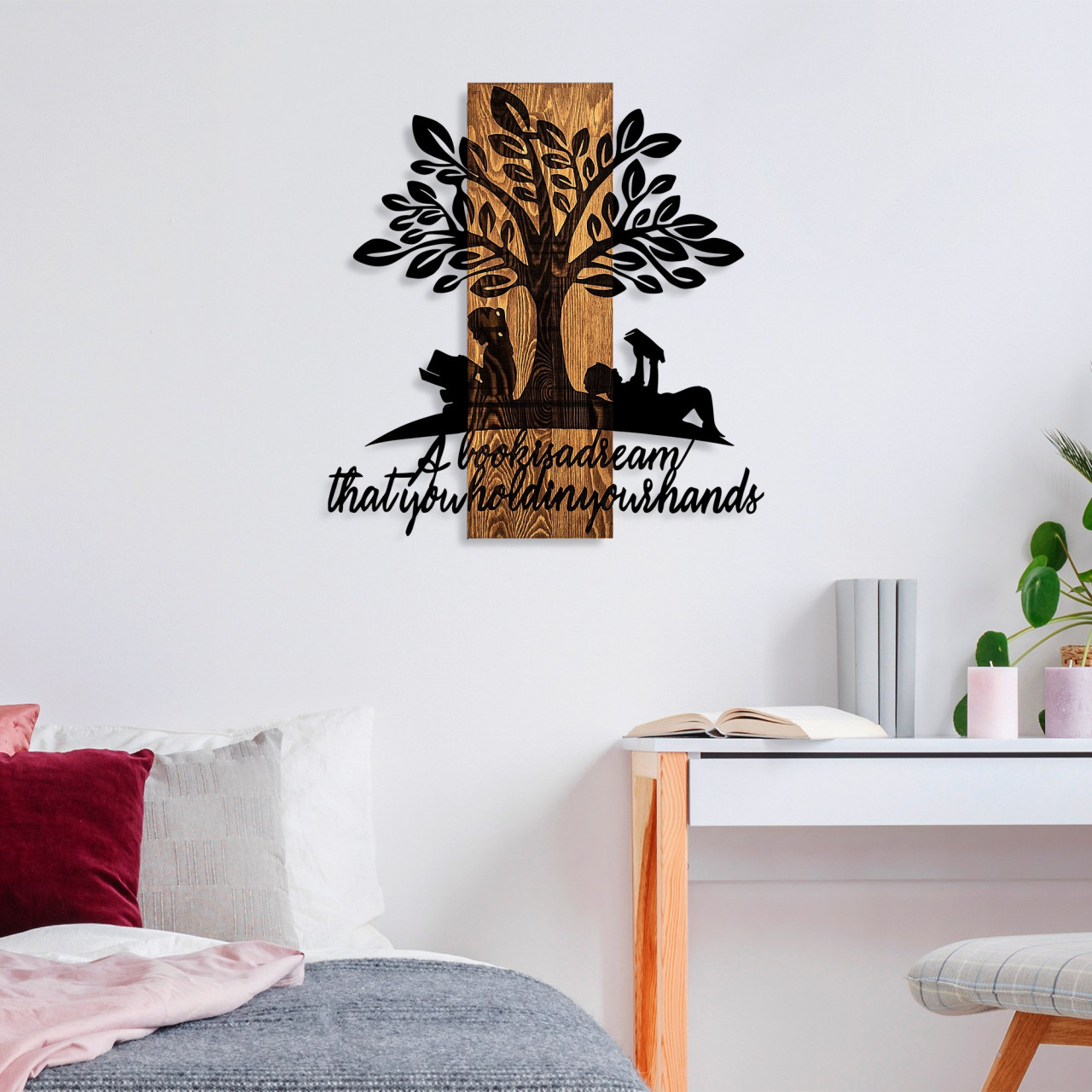 Poze Accesoriu decorativ de perete din lemn Dream nuc/negru
