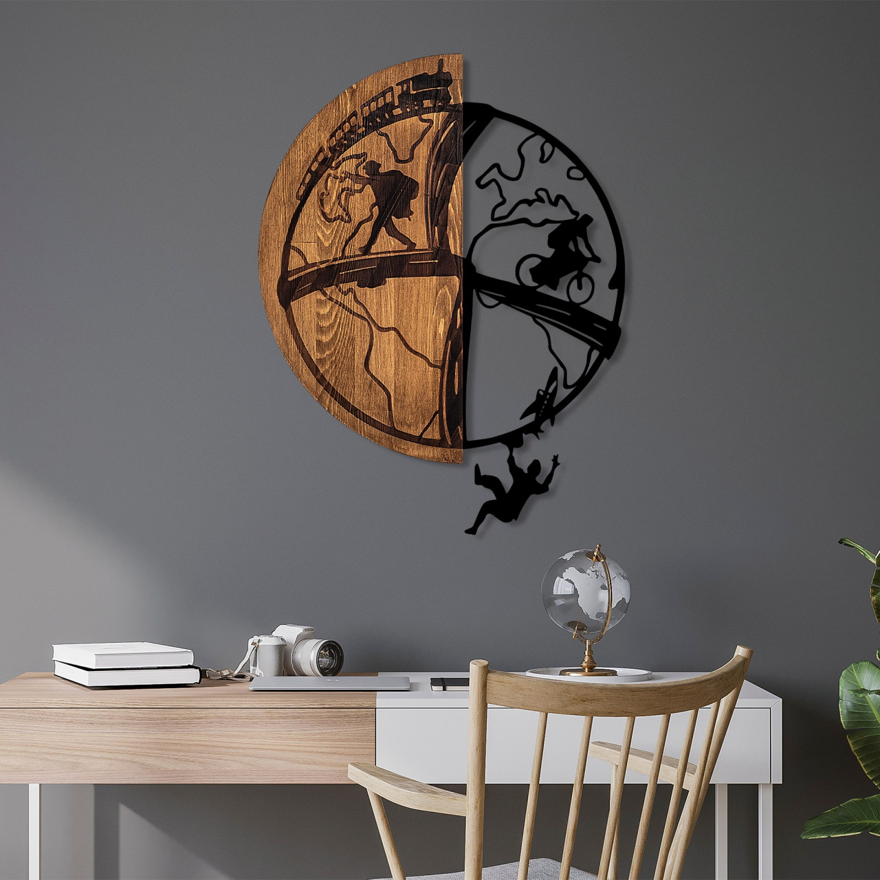 Poze Accesoriu decorativ de perete din lemn Globetrotting