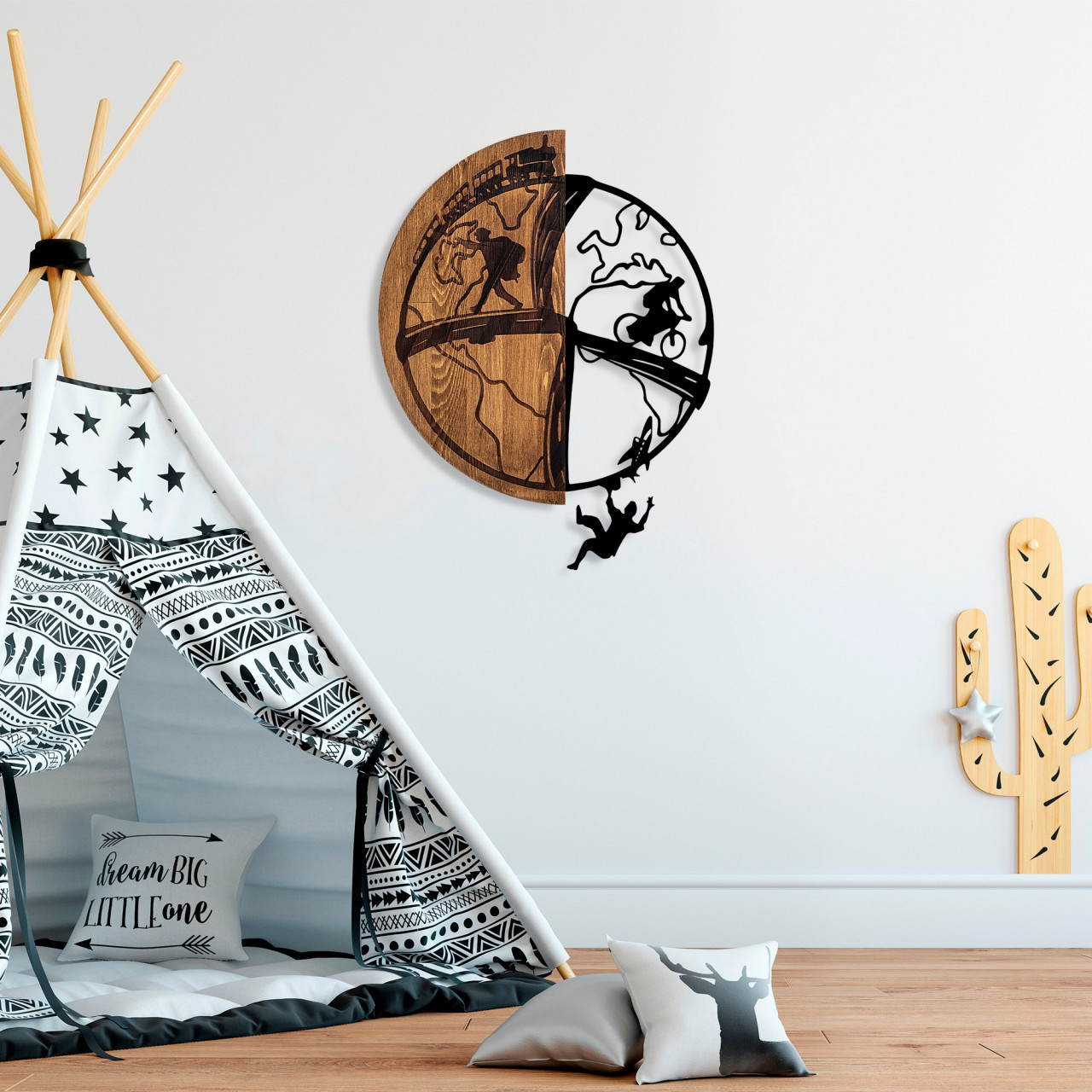 Poze Accesoriu decorativ de perete din lemn Globetrotting
