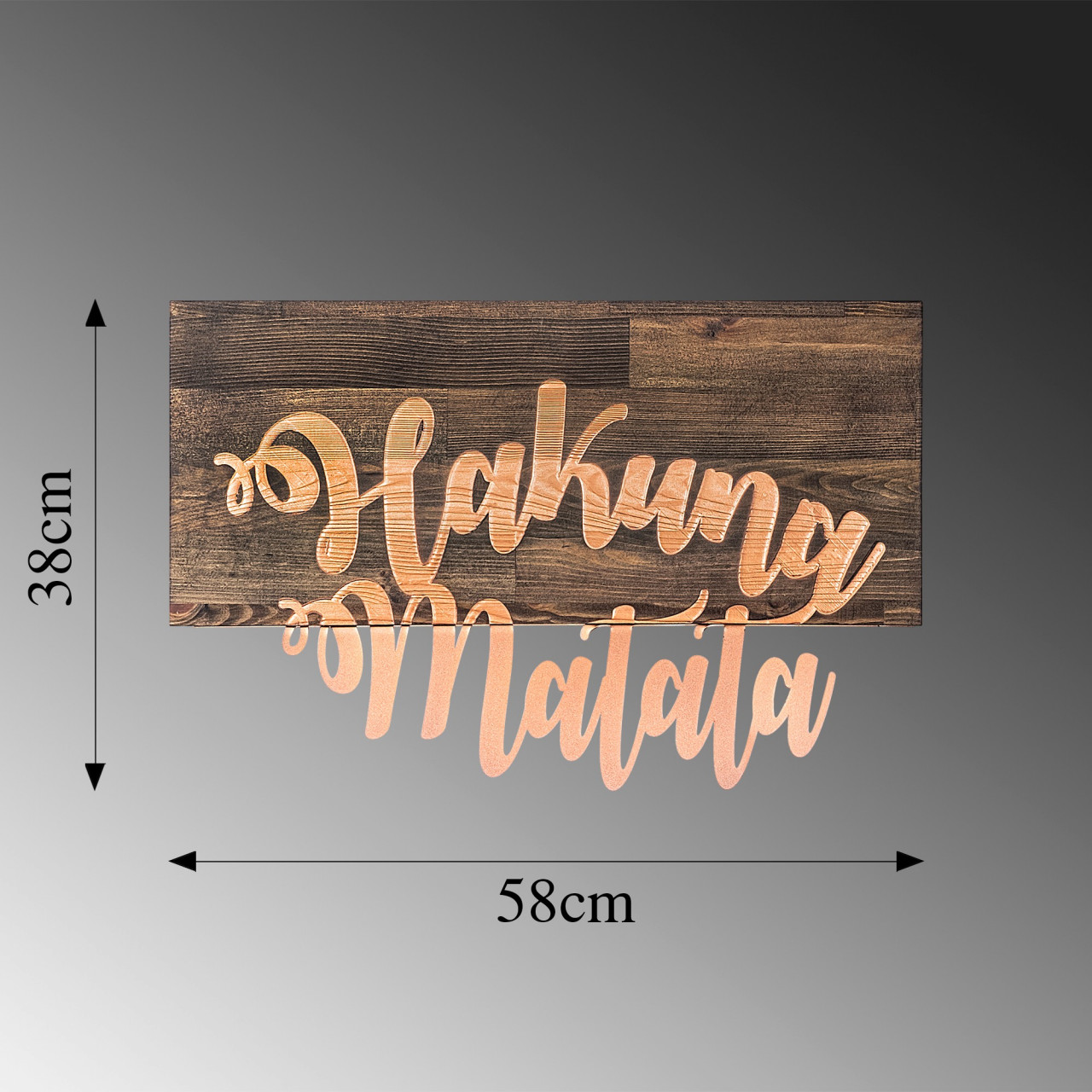 Poze Accesoriu decorativ de perete din lemn Hakuna Matata metal decor copper