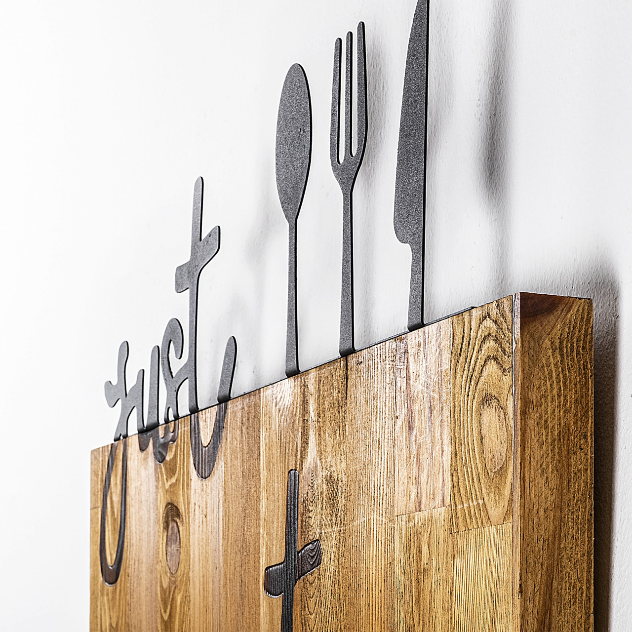 Poze Accesoriu decorativ de perete din lemn Just Eat It