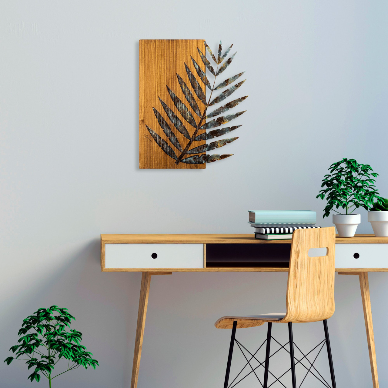 Poze Accesoriu decorativ de perete din lemn Leaf 3-1