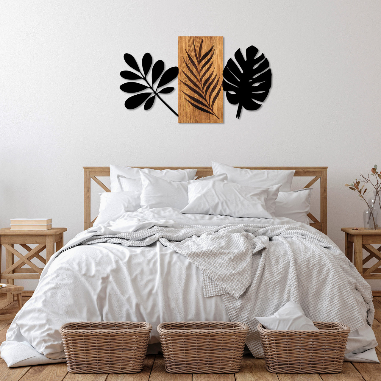 Poze Accesoriu decorativ de perete din lemn Leaves 3