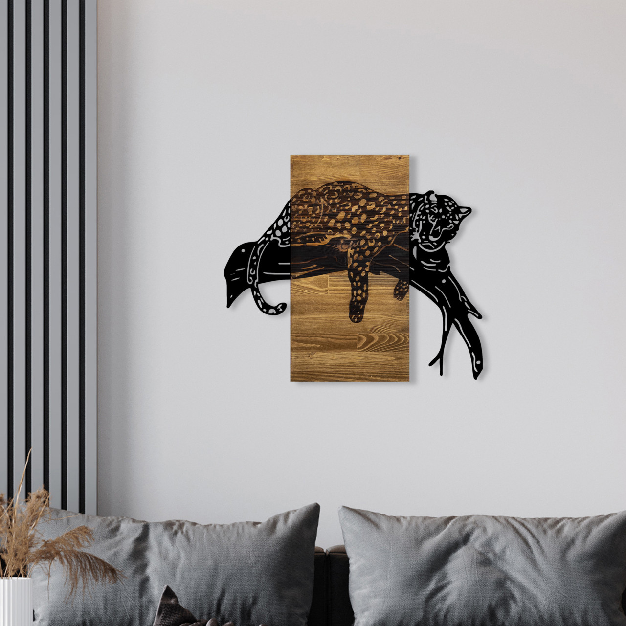 Poze Accesoriu decorativ de perete din lemn Leopard