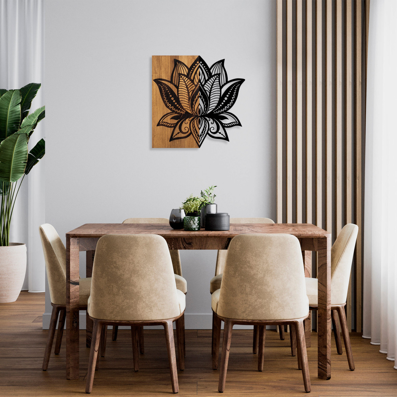 Poze Accesoriu decorativ de perete din lemn Lotus 10