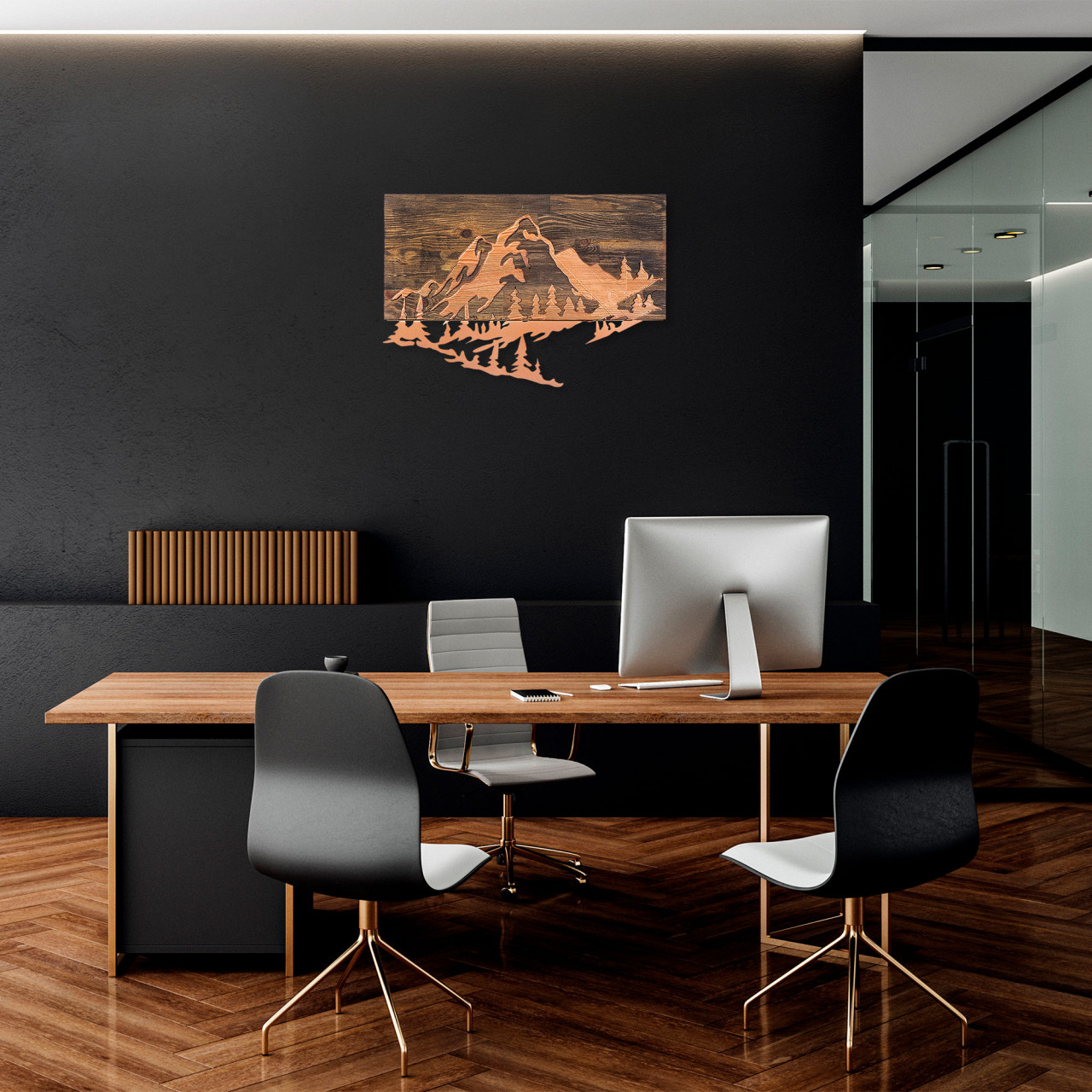 Poze Accesoriu decorativ de perete din lemn Mountain v2 - copper