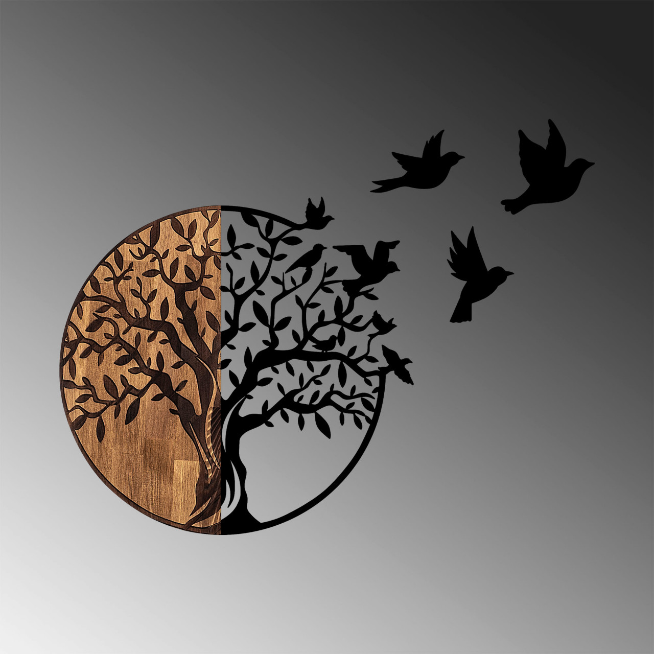 Poze Accesoriu decorativ de perete din lemn Tree And Birds - 322
