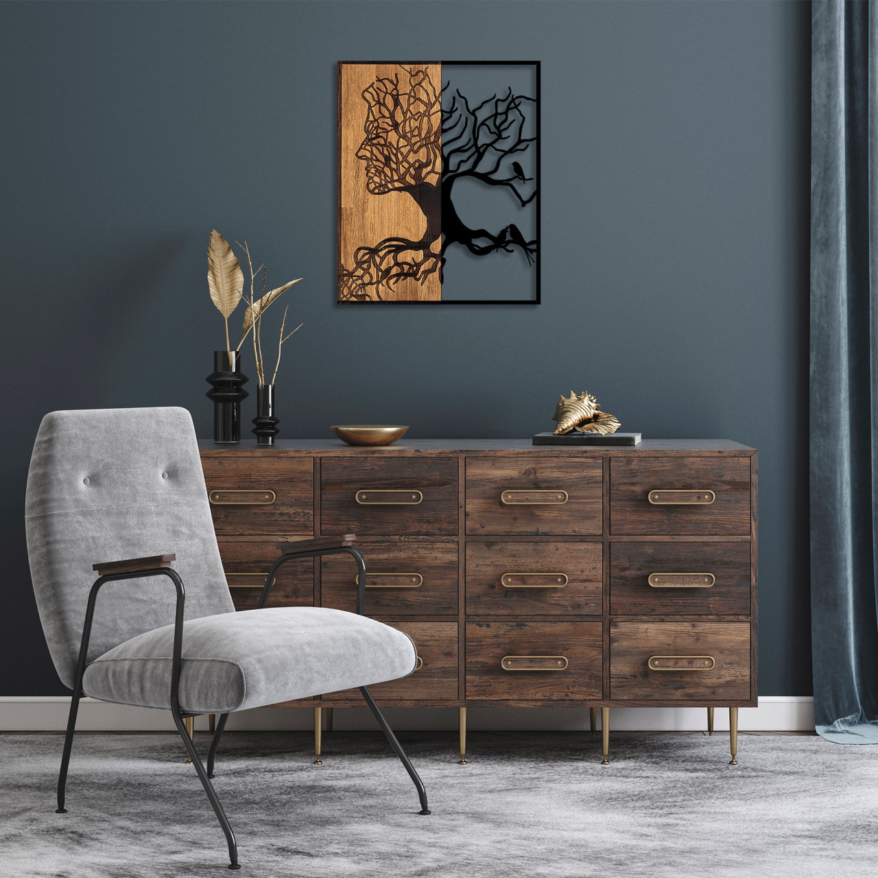 Poze Accesoriu decorativ de perete din lemn Tree Man - 291