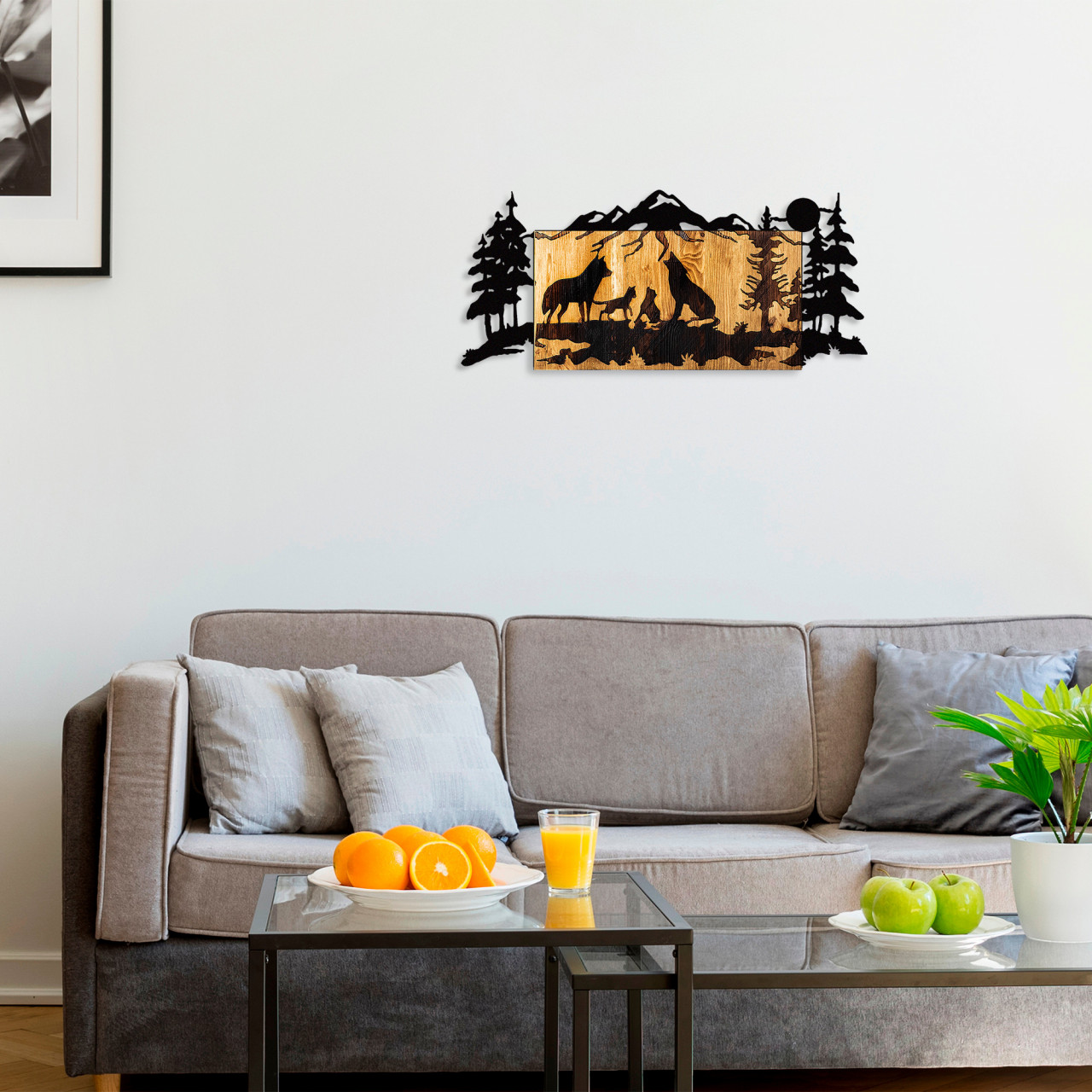 Poze Accesoriu decorativ de perete din lemn Wolves