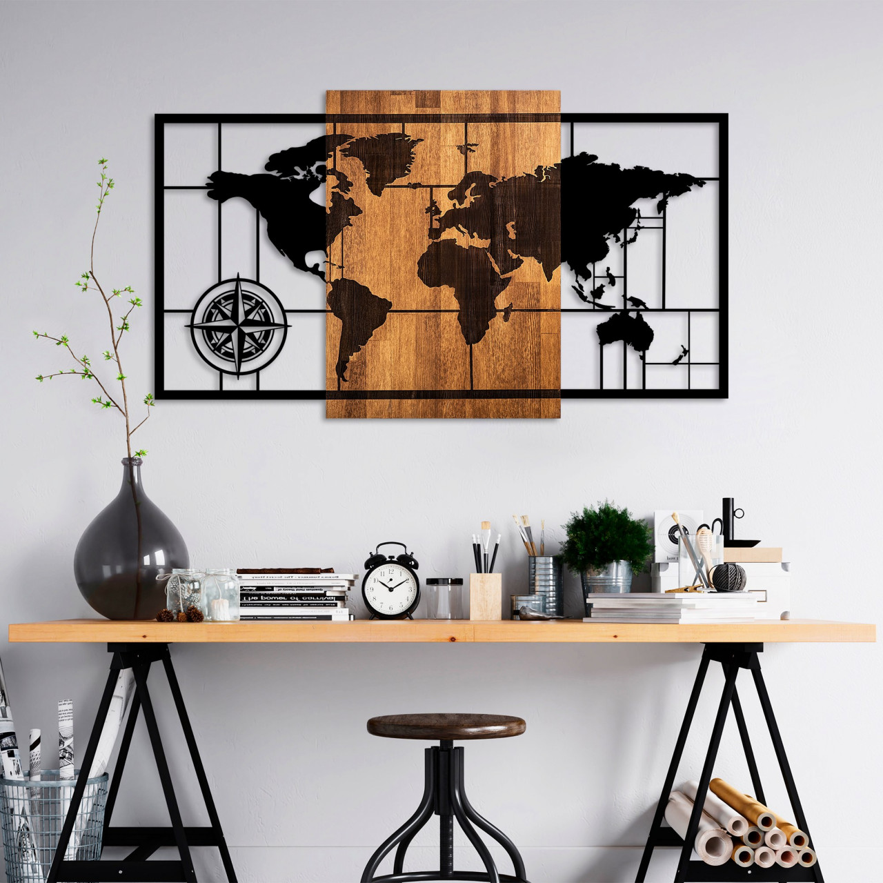 Poze Accesoriu decorativ de perete din lemn World Map 1-L