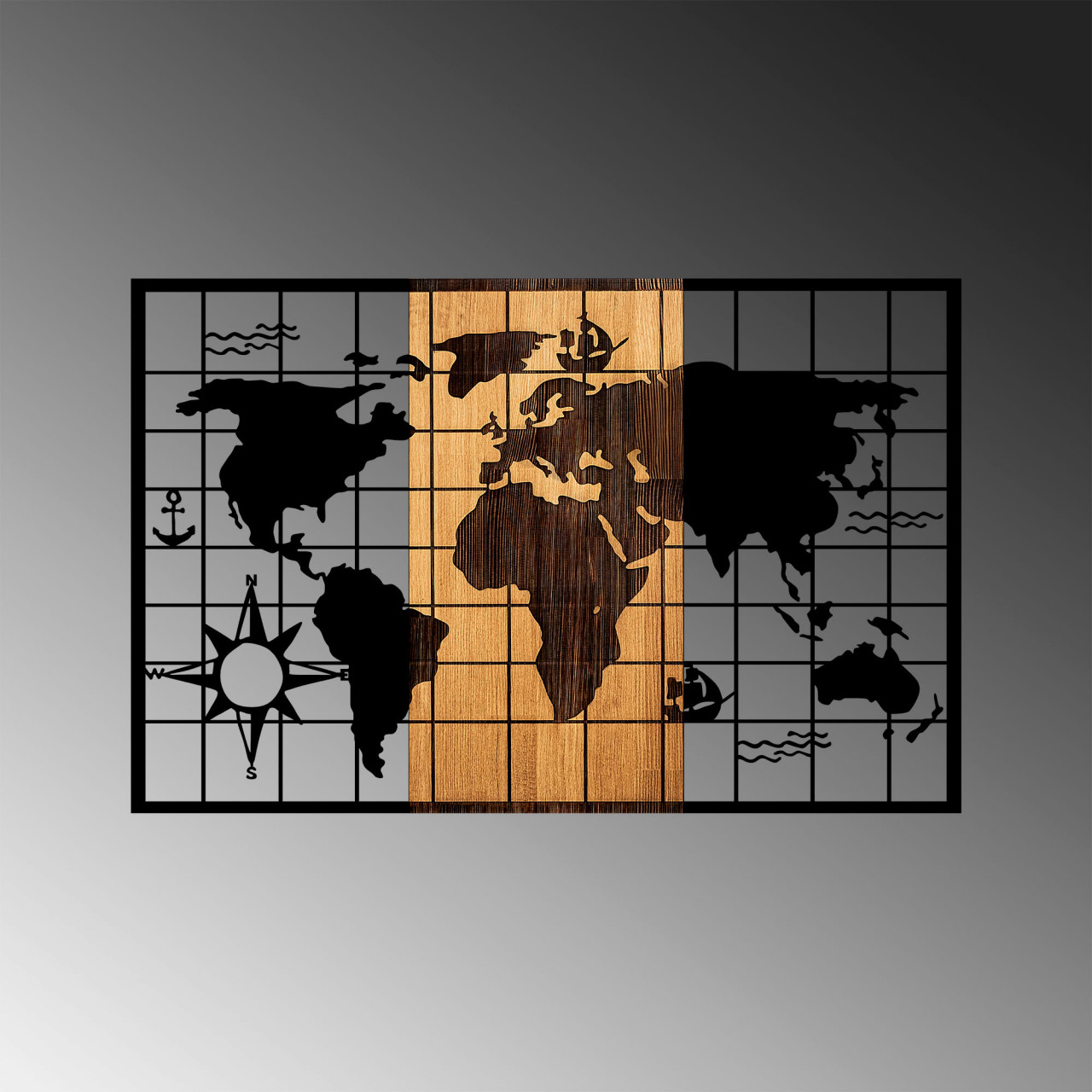 Poze Accesoriu decorativ de perete din lemn World Map - 325