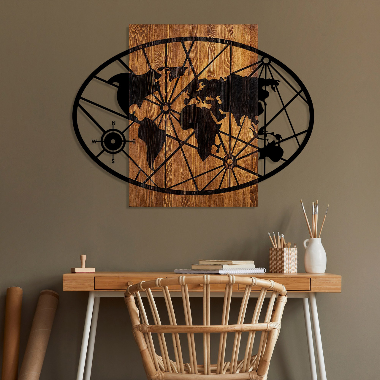 Poze Accesoriu decorativ de perete din lemn World Map 4-L