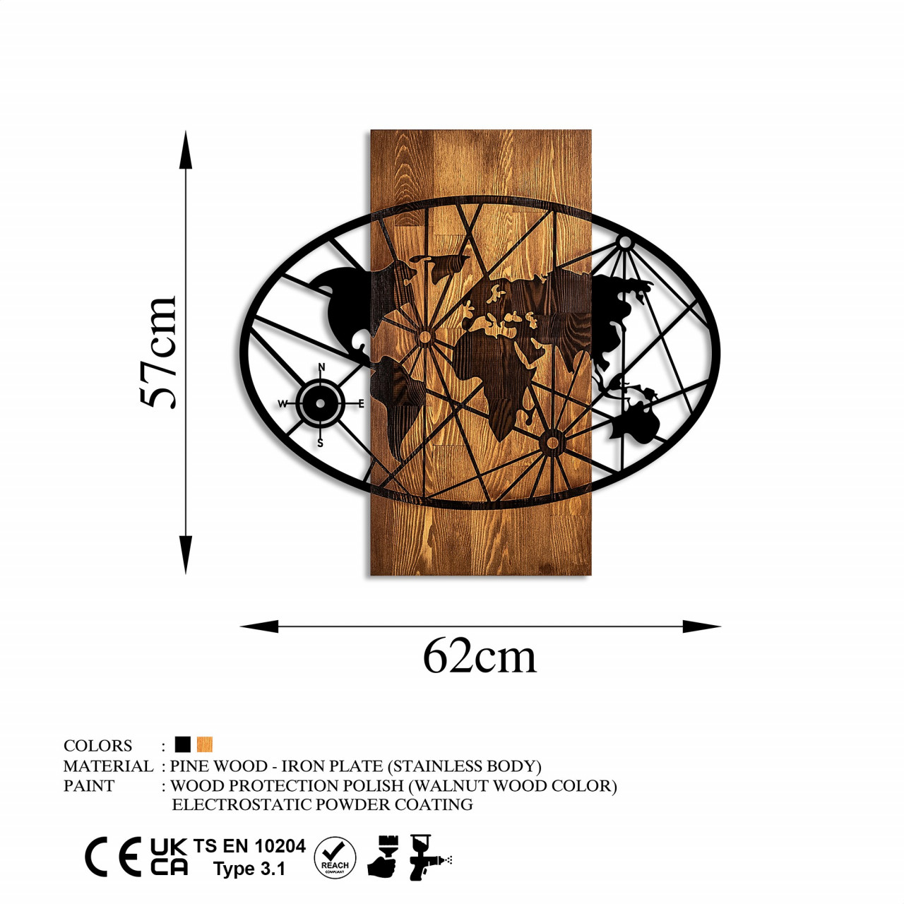 Poze Accesoriu decorativ de perete din lemn World Map 4-M