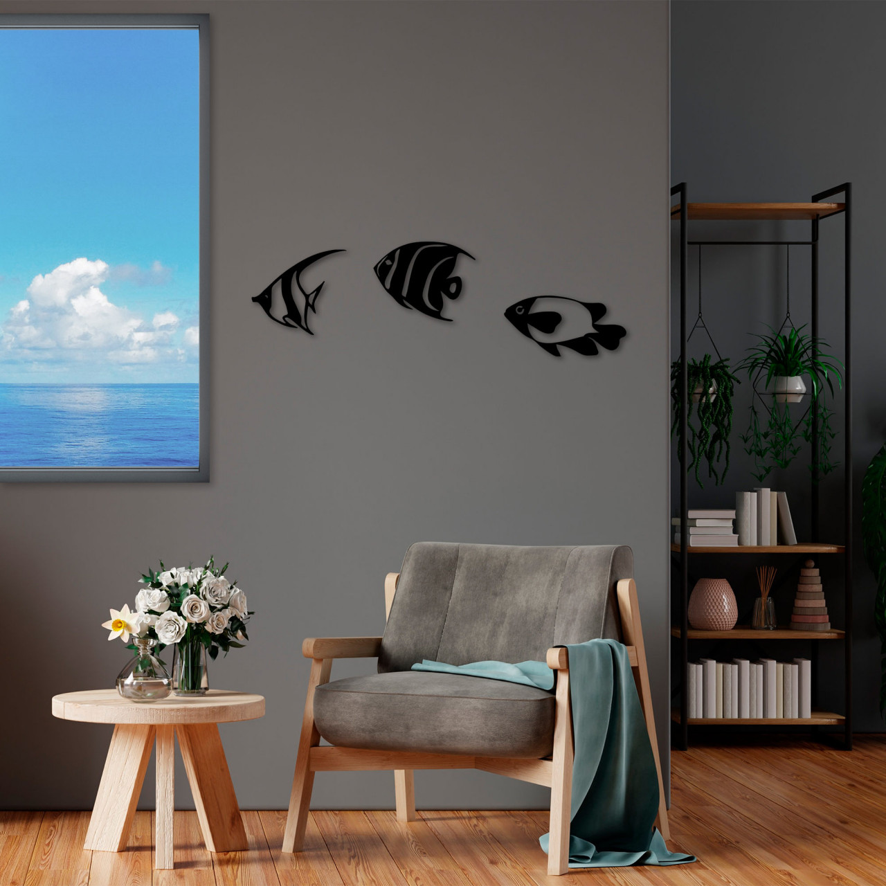 Poze Accesoriu decorativ de perete metalic Fishes - 300