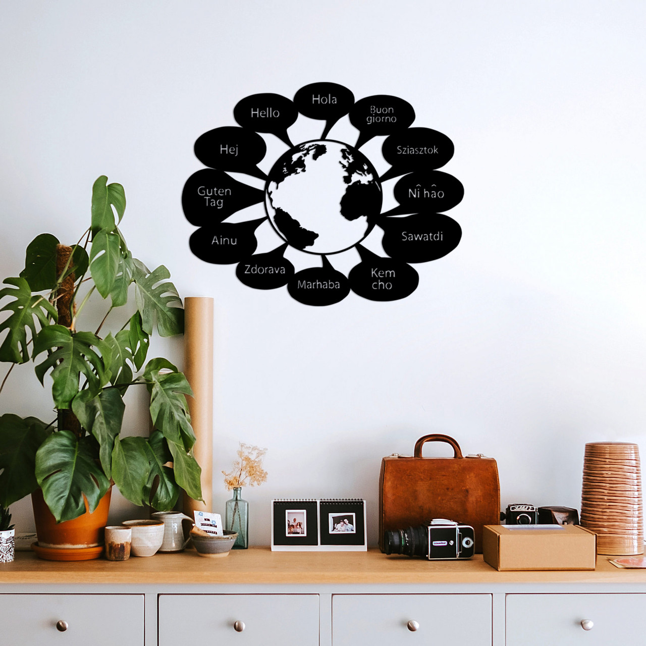 Poze Accesoriu decorativ de perete metalic Hello in World Language - 505