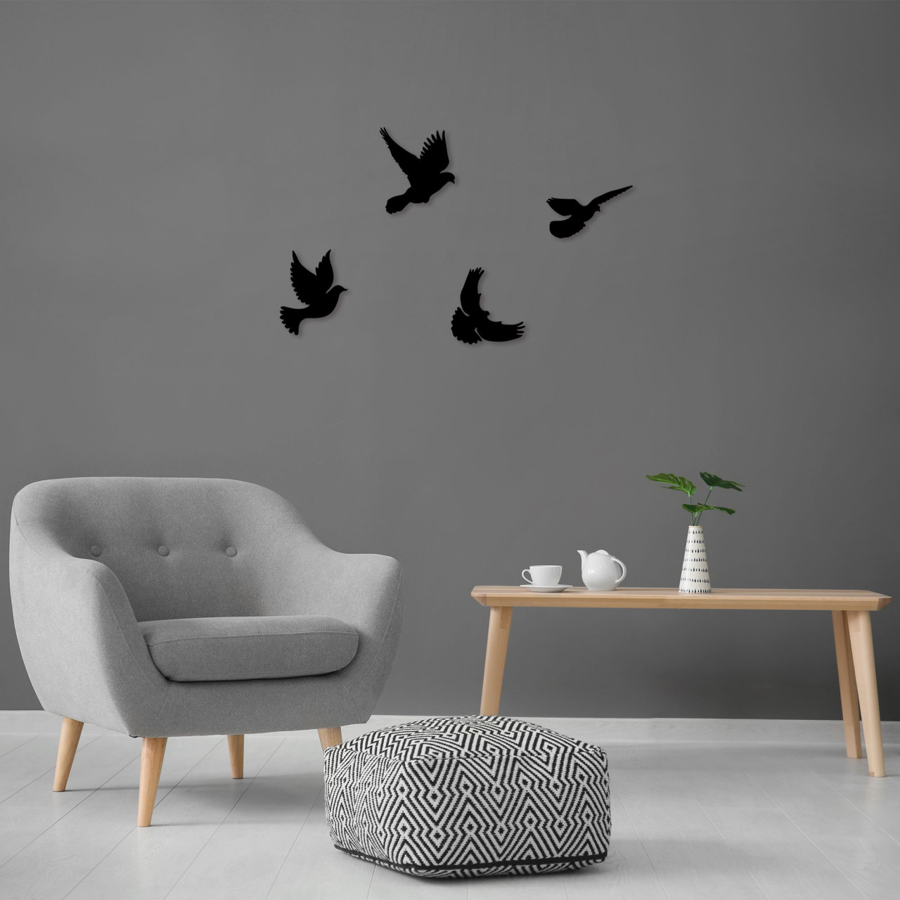 Poze Accesoriu decorativ de perete metalic Pigeons - 293