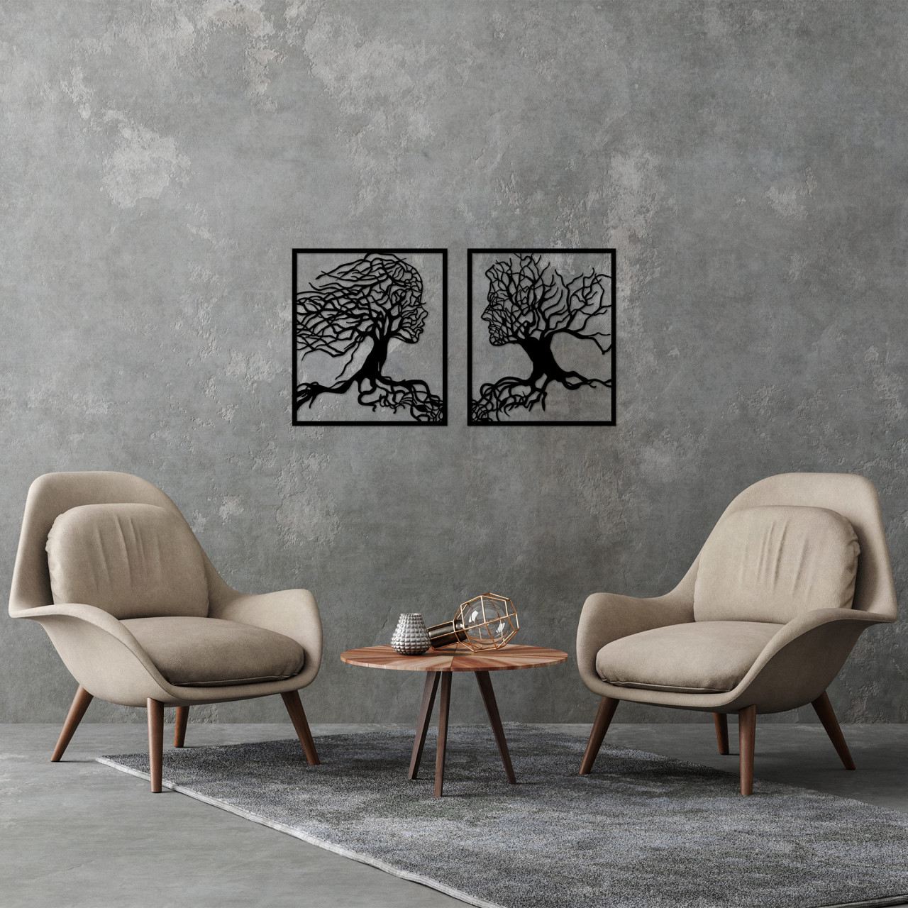 Poze Accesoriu decorativ de perete metalic Tree Man And Woman - 324