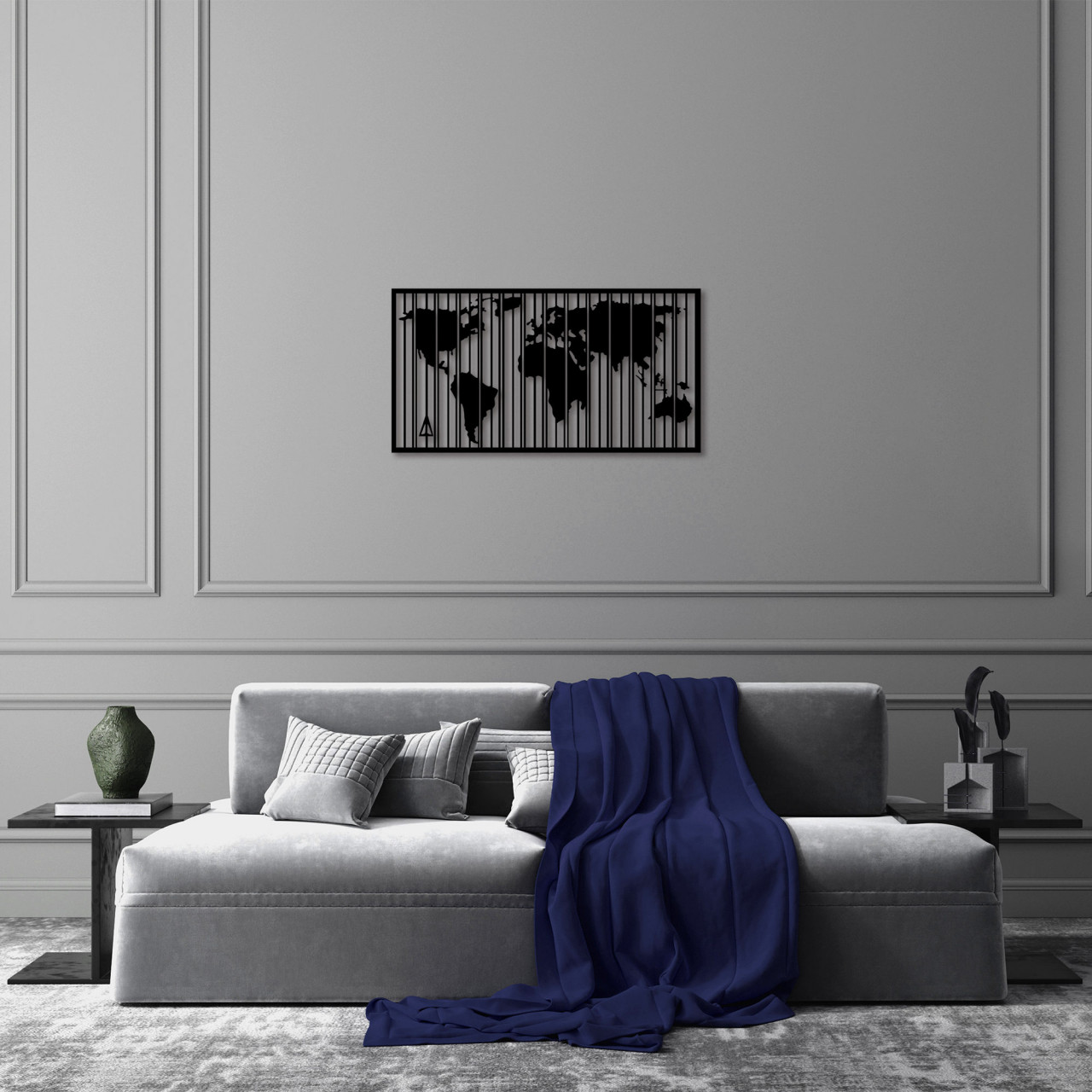 Poze Accesoriu decorativ de perete metalic Wold map - 284 S
