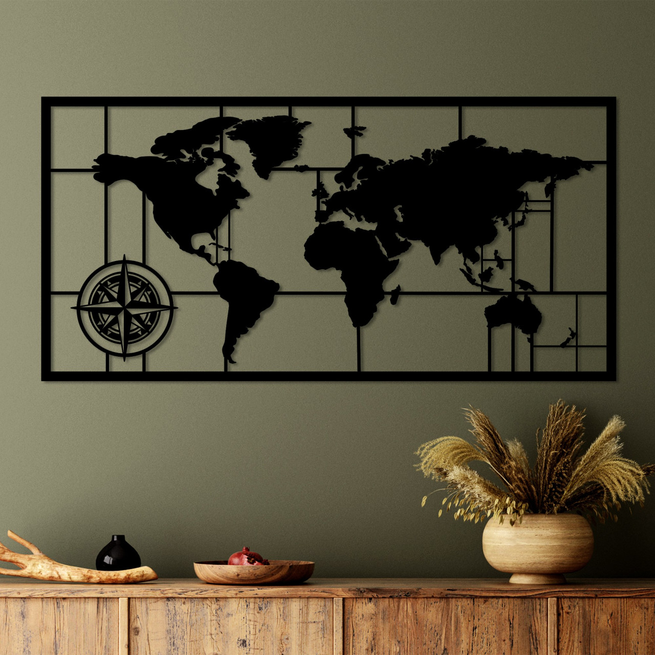 Poze Accesoriu decorativ de perete metalic World Map 9-L