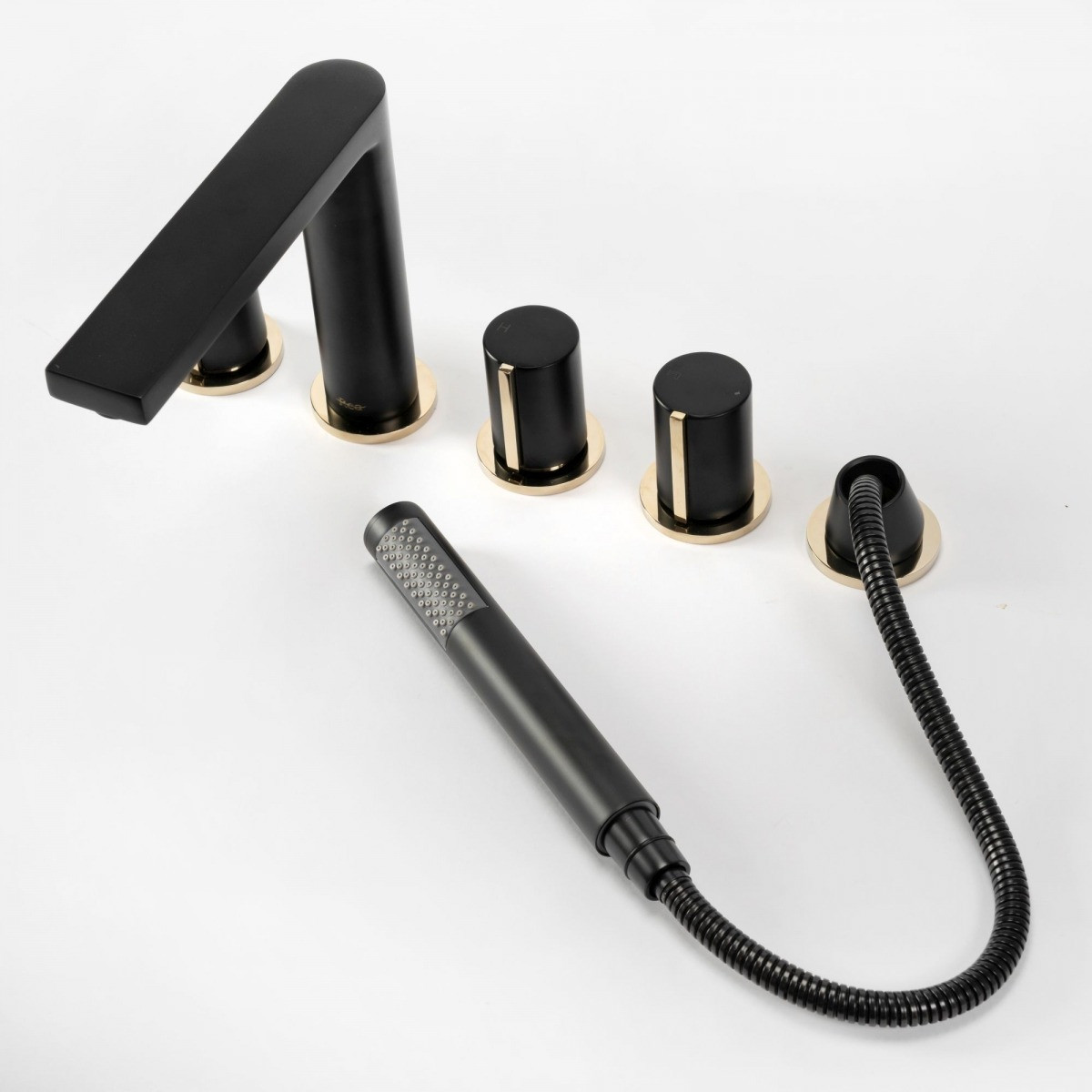 Poze Baterie pentru cadă Icon negru mat cu dus inclus