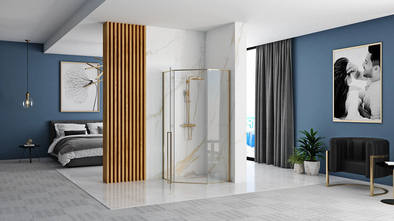 Poze Cabina de dus Diamond aurie 100x100