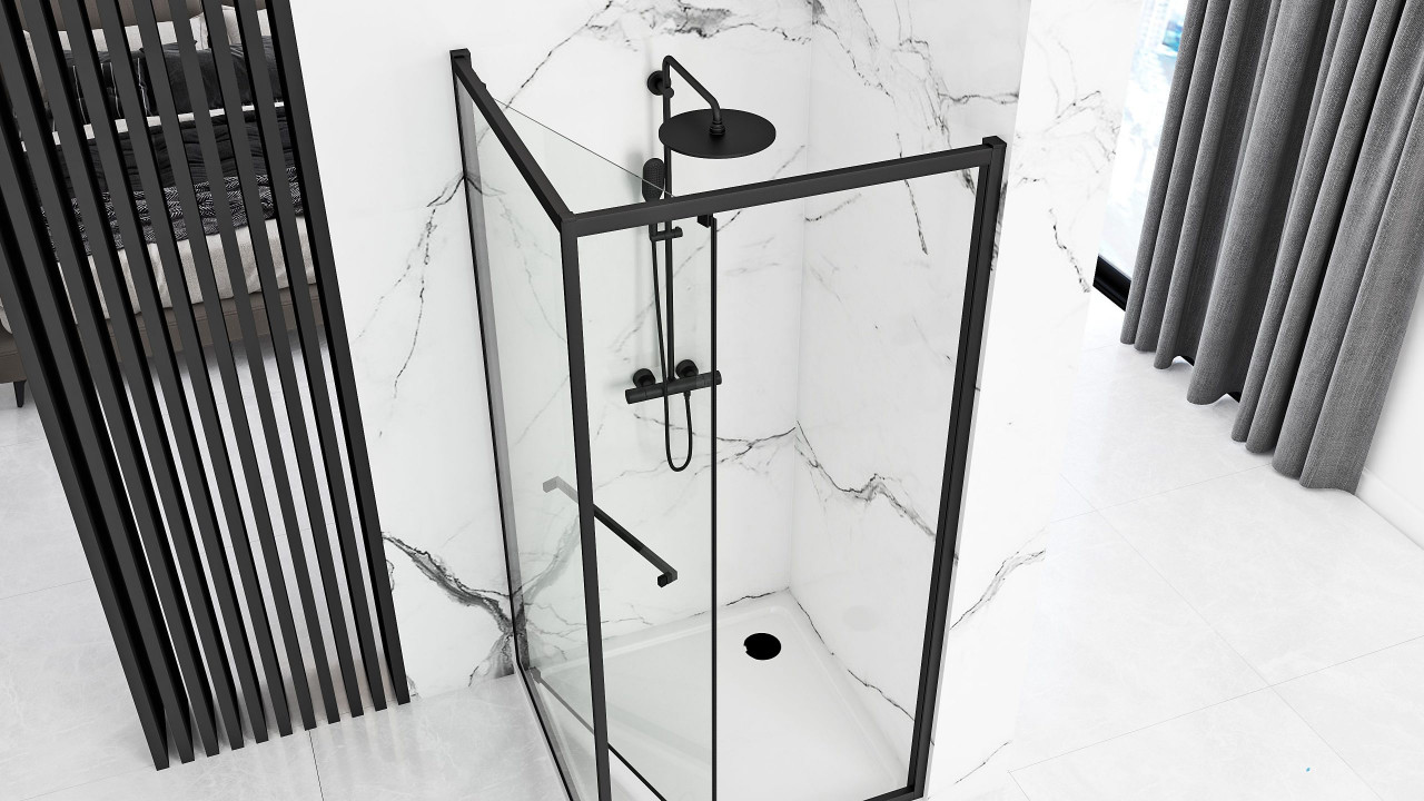 Poze Cabina dus Space negru – 80×100 cm