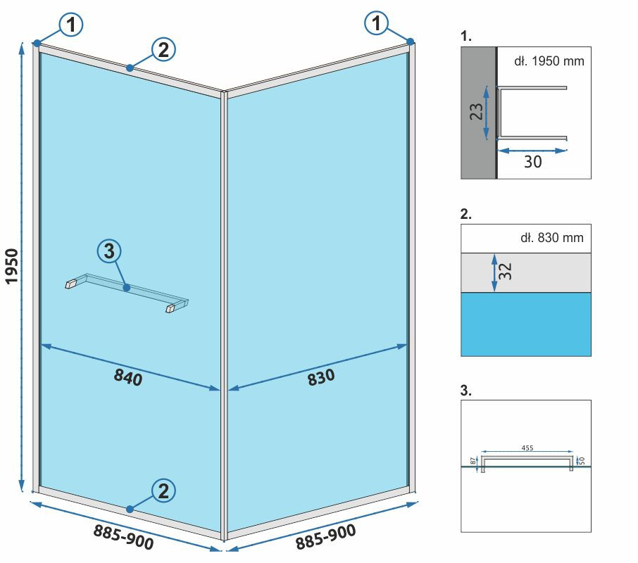 Poze Cabina dus Space negru – 90×90 cm