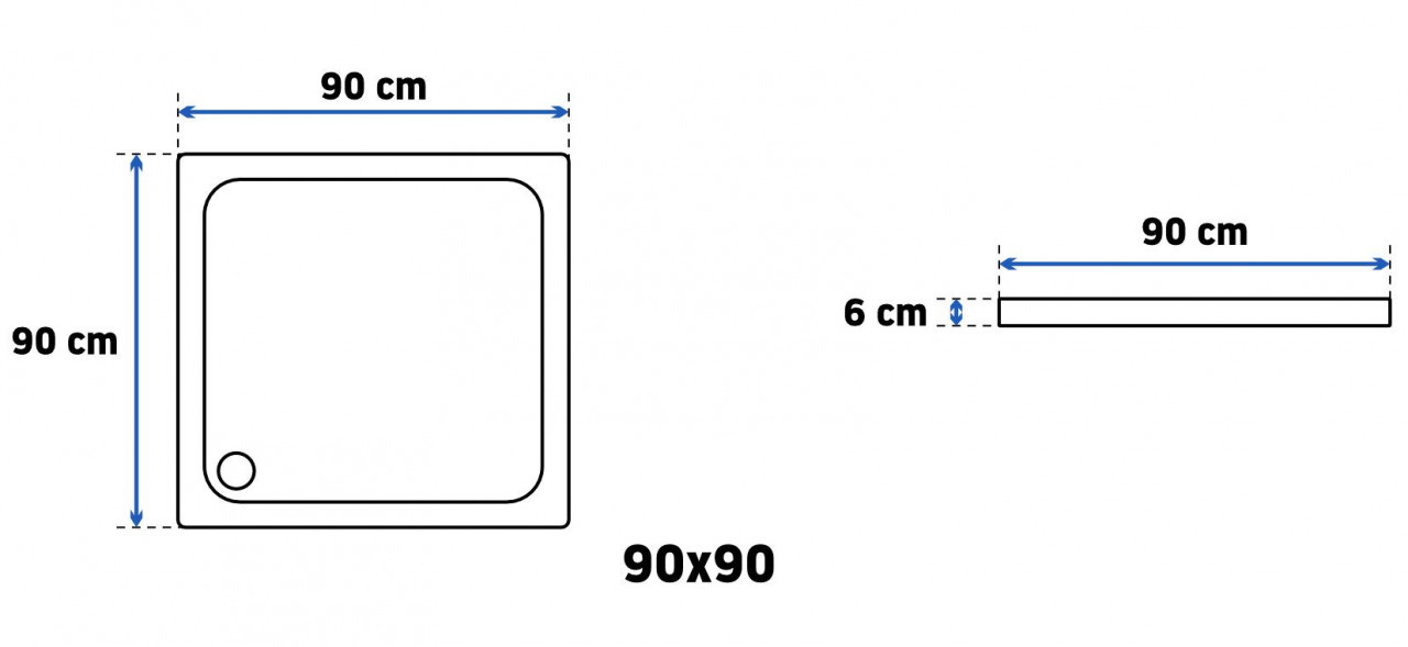 Poze Cadita pentru dus Savoy alb 90x90