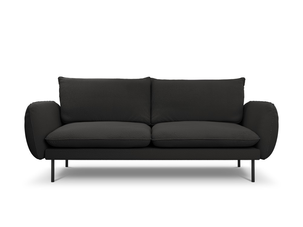 Poze Canapea tapitata Vienna 3 locuri plusat/picioare negre – L200 x l92 x h95