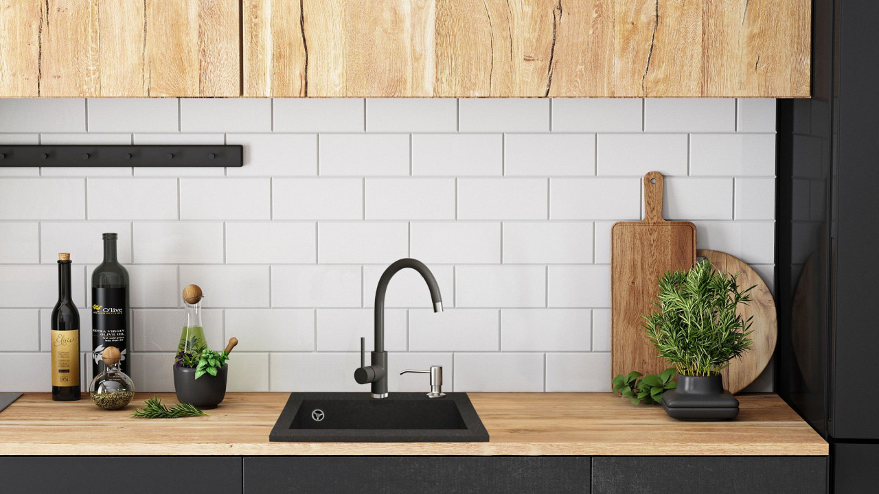 Poze Chiuveta bucatarie Granit West black dots