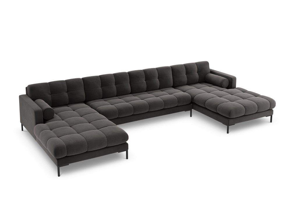Poze Coltar 7 locuri Bali velvet/picioare negre - L383 x l185 x h75