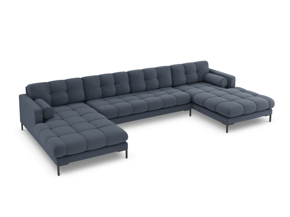 Poze Coltar 7 locuri tapitat Bali picioare negre – L383 x l185 x h75