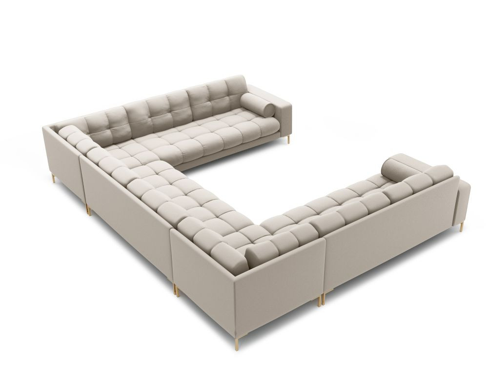 Poze Coltar 9 locuri Bali tapitat/picioare gold – L327 x l256 x h75