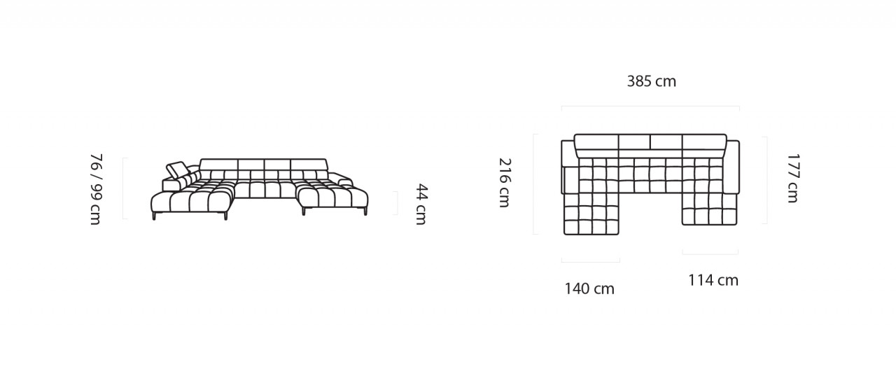 Poze Coltar cu reglaj electric Plaza XL - L385 x l216 x h99 cm