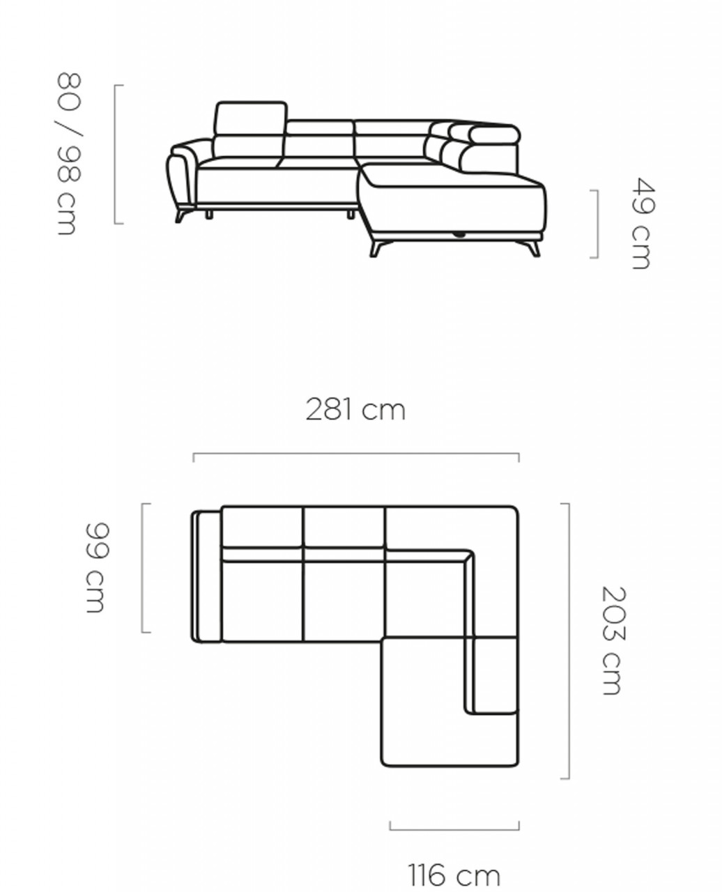 Poze Coltar extensibil Atlanta - L281 x l203 x h98 cm